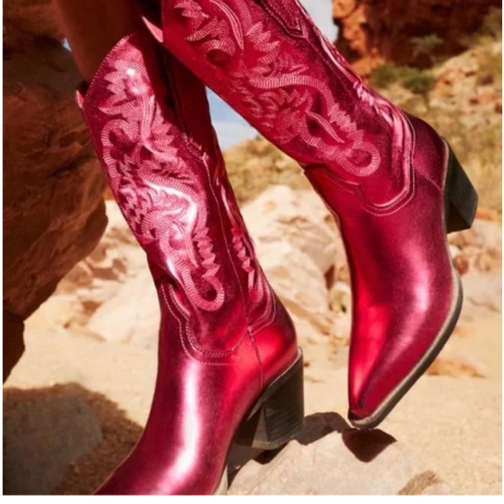BILLINI DANILO Metallic Red Cowboy Boots